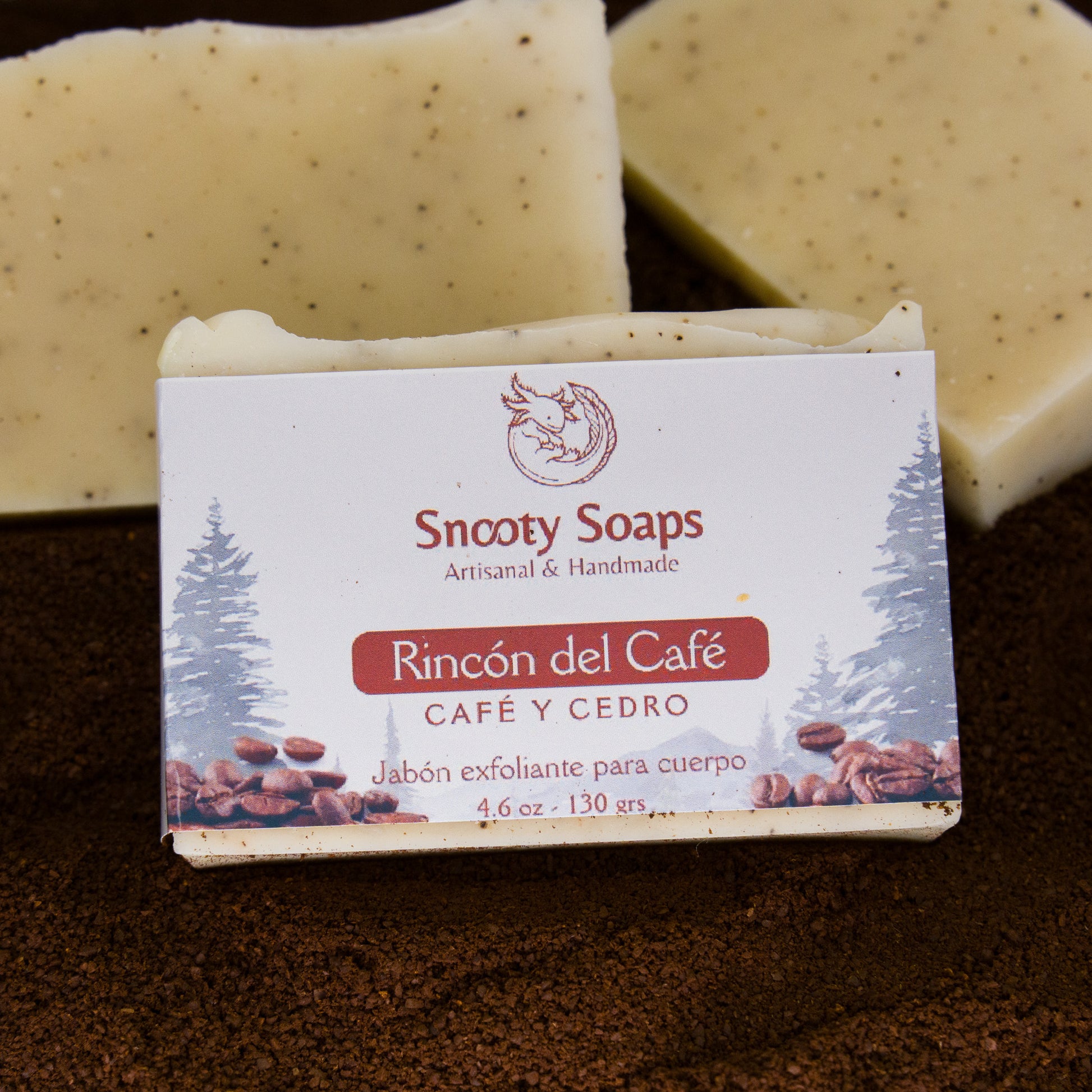 Jabón artesanal exfoliante de café Rincón del Café con posos de café – vista 7